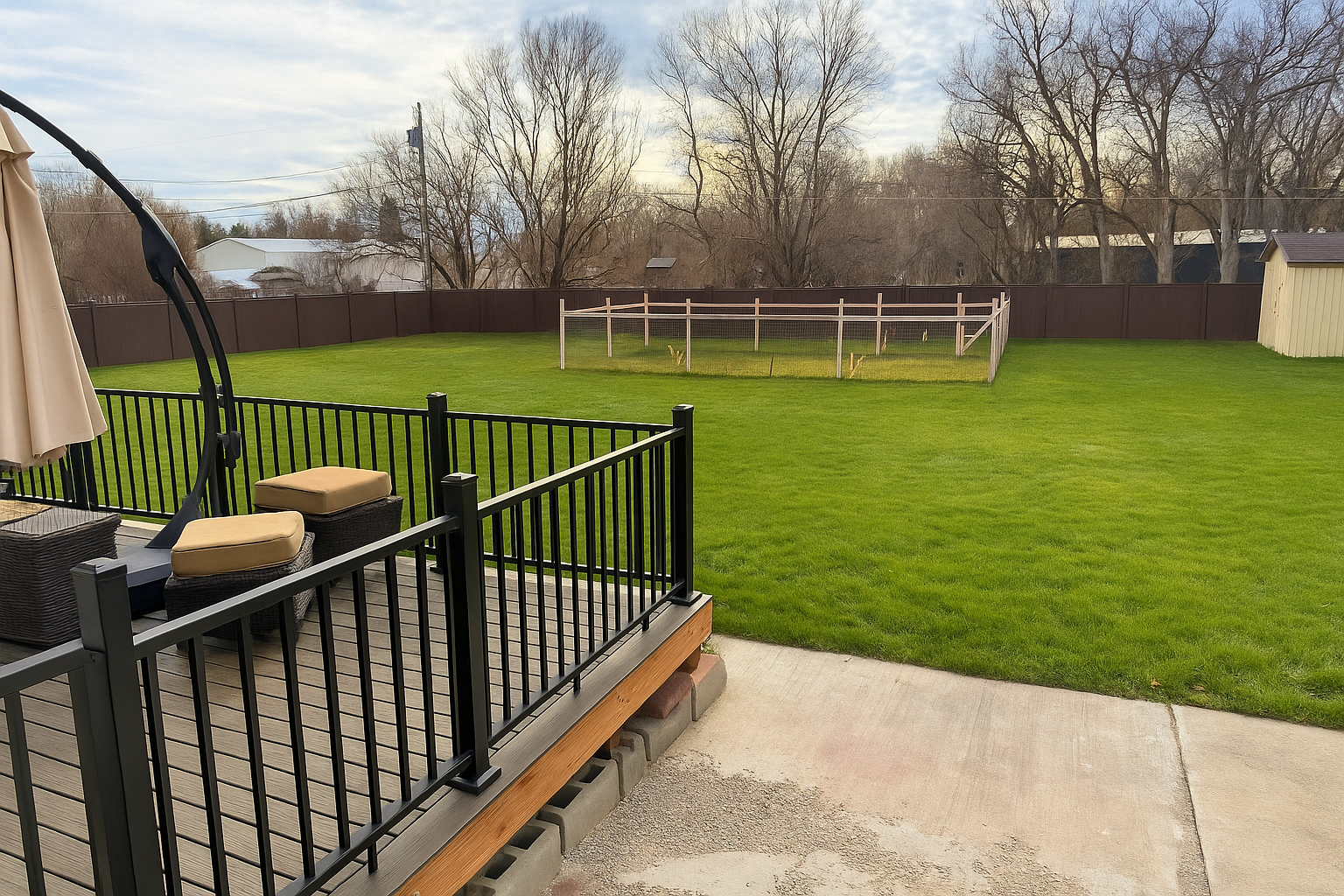 Patio overlooking the back yard
